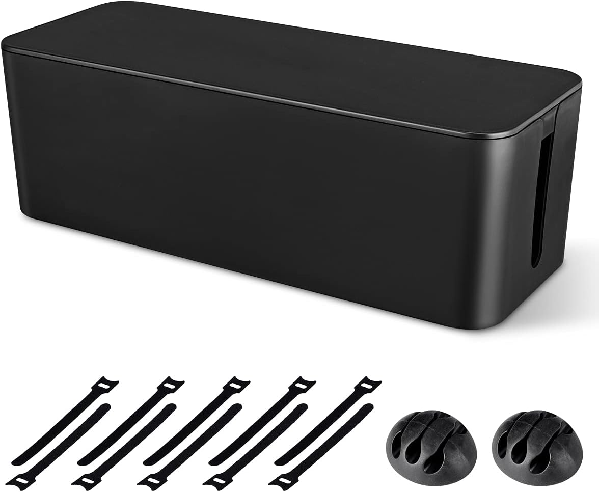 Large Cable Management Box Set with Clips & Reusable Ties
